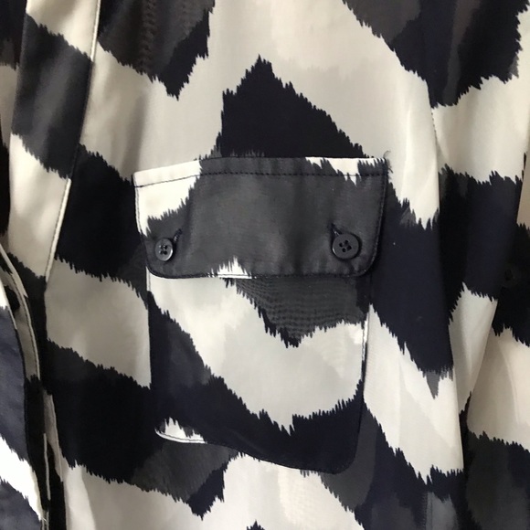Stitch Fix sheer navy/white blouse - Picture 2 of 3